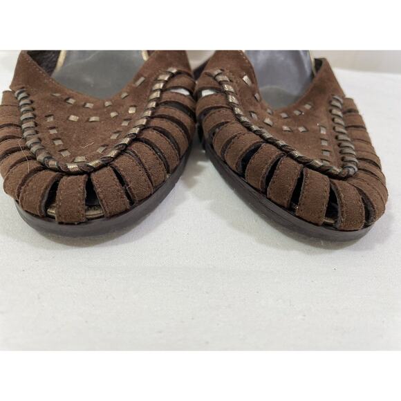 Donald J. Pliner Queta S1 Brown Suede Ankle Strap Wedge Heels Sz 9M - Picture 6 of 12